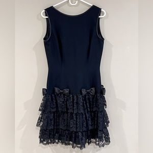 NWOT MORTON MILES For the Warrens Sz 8 Black Drop Waist tiered lace Dress